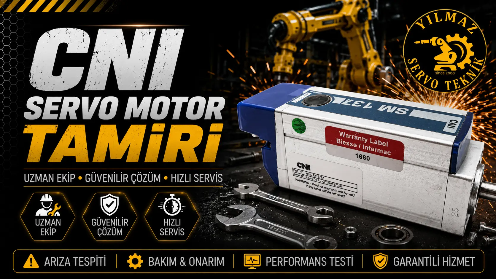 CNI SM137 servo motor tamiri Bursa teknik servis