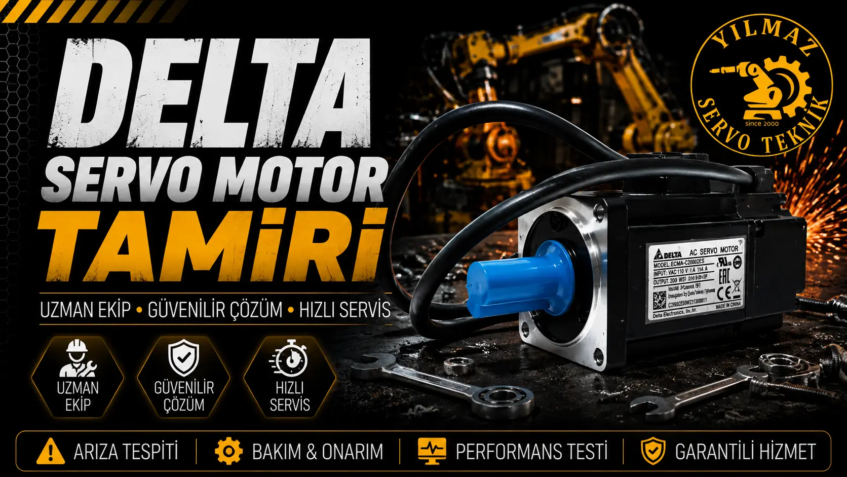 DELTA ECMA-F21830 servo motor tamiri Bursa teknik servis